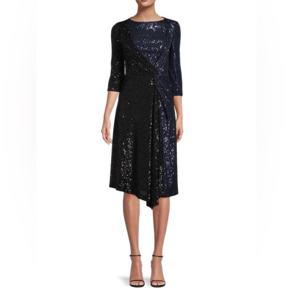 NEW w/Tags St. John black and navy sequin dress Size 00